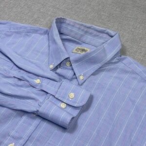 Gitman Bros. Button-Down Dress Shirt Mens 2XL Blue Check Long Sleeve Cotton USA
